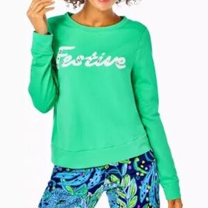 Lilly Pulitzer Coconut Festive Lightweight Rami Sweatshirt Size Medium